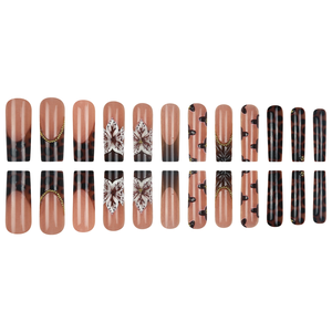 <span class=keywords><strong>Faux</strong></span> Ongles Carrés Longs Papillon Léopard Vintage 2026 – Vente en Gros Usine 24 Pièces en ABS Brillant pour Femmes – Embouts d'Ongles pour Nail Art - Product Image 5