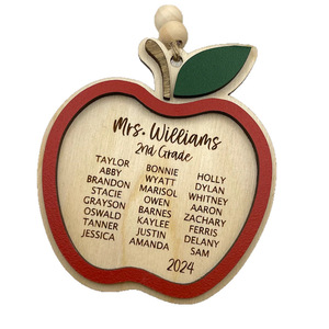 Grabado Adorno de madera <span class=keywords><strong>Estudiante</strong></span> Nombre Día del maestro Regalos Graduación Tarjetas de regalo manzana - Product Image 5