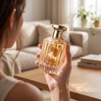 Flacon de parfum en verre transparent à rayures verticales cylindriques Hot Spot, 30 ml, 50 ml, 100 ml, avec boîte d'emballage