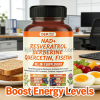 Capsules de complément NAD+ de qualité supérieure OEM Trans Resveratrol Berberine Quercetin Fisetin Chardon-Marie pour le soutien de l'immunité antioxydante