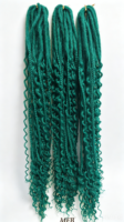 Extension per capelli sintetici ricci a onda d'acqua da 24 pollici, a doppia coda, con tre trecce fatte a mano all'uncinetto, per uso quotidiano e feste