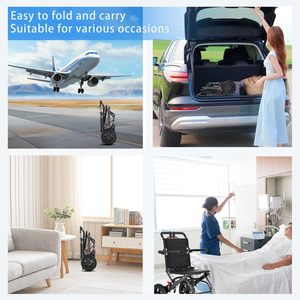 Silla de ruedas <span class=keywords><strong>manual</strong></span> ligera plegable de aluminio negro de la mejor calidad para discapacitados y ancianos - Product Image 6