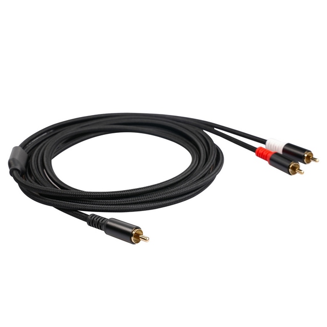RCA Y Cable 1 RCA Male to 2 RCA Male Stereo Audio Cable Dual Shielded Gold Plated 16.4Ft Amplifier TV Mixer CD DVD Players