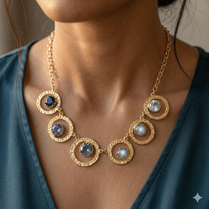 Colliers en argent sterling 925 plaqué or avec labradorite, iolite et topaze bleue pour femmes – Prix de gros - Product Image 3