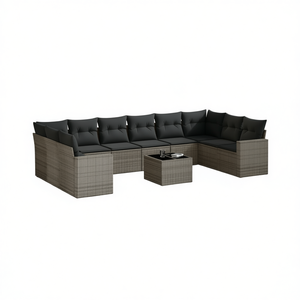 Dark Grey Rattan <b>Garden</b> <b>Sofa</b> Set 6 Seater Weather Resistant Outdoor Furniture Contemporary Design - Product Image 1