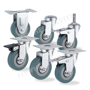 Roue de chariot industrielle légère en caoutchouc gris 2/2,5/3/4/5 pouces, pivotante ou fixe, pour intérieur - Product Image 4