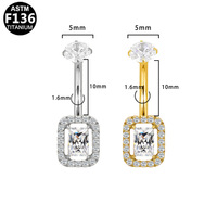 Bijou de piercing en titane G23 tendance avec zircon carré et pendentif pour nombril
