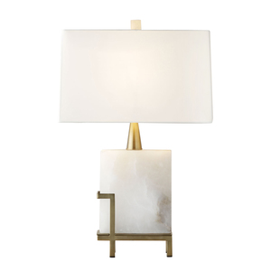 Lámpara de Mesa Moderna con Base de Mármol Blanco para Hoteles, Bombilla E26, Cuerpo de Cerámica y Hierro, Alimentación Eléctrica para Vestíbulos y Habitaciones - Product Image 1