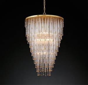 Lámpara de Araña <span class=keywords><strong>Adai</strong></span> de Cristal Transparente en Forma de Cascada, Araña de Latón Antiguo, Lámpara de Decoración de Lujo para Hotel y Auditorio - Product Image 1