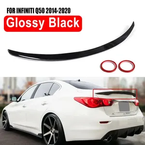 อุปกรณ์ตกแต่งภายนอกรถยนต์ สปอยเลอร์หลังคาสีดำเงาแบบ JDM OE สไตล์ VIP สำหรับ INFINITI Q50 ปี 2014-2020 สำหรับ JDM - Product Image 1