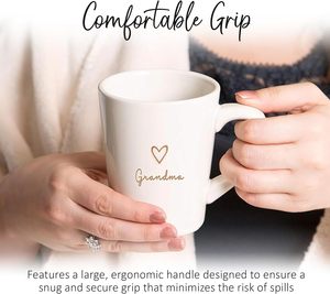 Tasse à <span class=keywords><strong>café</strong></span> pour <span class=keywords><strong>grand</strong></span>-mère en grès avec étiquette cœur, compatible micro-ondes et lave-vaisselle, 15 oz, haute qualité, logo personnalisé - Product Image 4