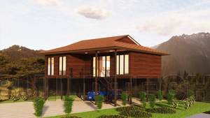 <span class=keywords><strong>Maison</strong></span> surélevée sur <span class=keywords><strong>pilotis</strong></span> de 4 chambres et 2 salles de bain avec terrasse spacieuse Design extérieur en bois <span class=keywords><strong>Maison</strong></span> familiale en Indonésie - Product Image 6