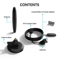 Antenne TV numérique haute performance intérieure/extérieure 1080P longue portée avec amplificateur de signal portable en plastique
