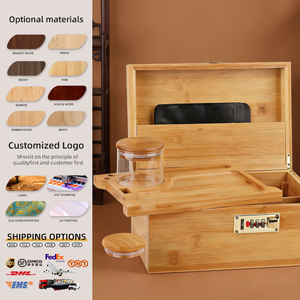 קופסת אחסון מעץ במבוק בהתאמה אישית, מגש גלגול, מיכל לאביזרי עישון, מטחנה, ניירות, מארגן לבית - Product Image 1