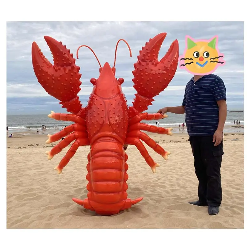 2022 Fabrik Großhandel Custom Size Sea Beach Display Fiberglas Big Red Lobster Skulptur Statue Shop Mall Restaurant Dekoration