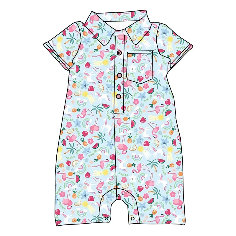 Baju Monyet Bayi Perempuan, Pakaian Jumpsuit Bayi Perempuan Musim Panas Motif Kustom