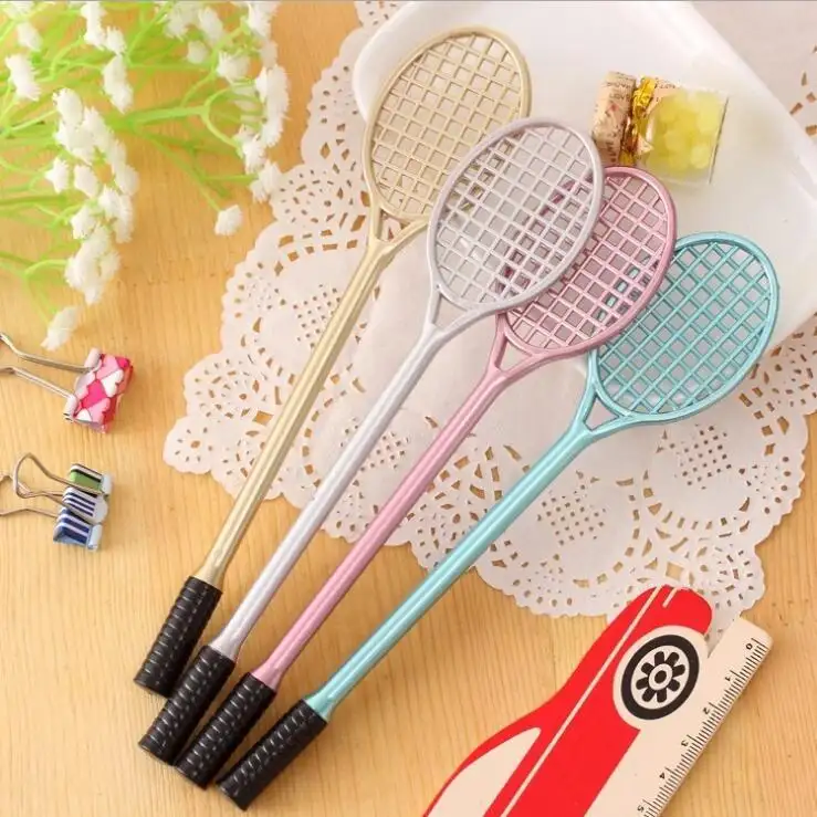 Creative Stationery Cute Tennis Racket Modeling Badminton Racket Sports Insert Type Writing Gel Pen For Students