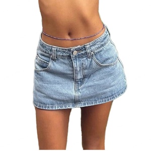 Jupe en jean délavé bleu clair vintage sexy style décontracté – Vente en gros - Product Image 2