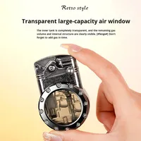 Briquet à bascule en métal créatif personnalisé, double flamme bleue droite, chambre à gaz transparente visible, rechargeable, luxe léger