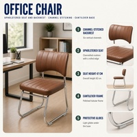 Chaise de bureau ergonomique Vantervi à dossier court en cuir souple marron pour salle de réunion