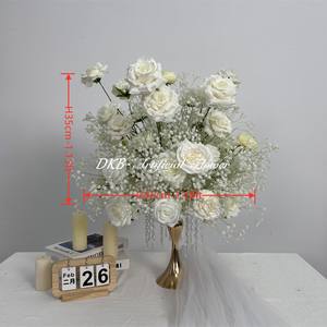 Boules de fleurs artificielles en soie DKB, roses et gypsophile, centres de table pour mariage, décoration de table de fête, réalistes, modernes, grandes et petites, pour mariage - Product Image 2