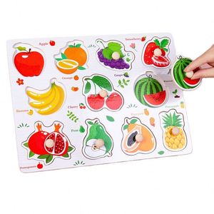 Preschool Education Shape Dinosaur Vehicle Animal Alphabet Number Wooden Peg <b>Puzzle</b> for Toddlers - Product Image 1