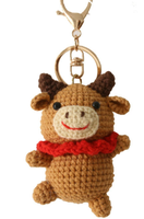 Porte-clés en crochet animal fait main, peluche en laine, poupée lapin, porte-clés de voiture, pendentif, jouet en crochet tricoté, cochon, panda, ours, peluche unique