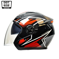 Nouveau casque de moto modulaire ABS demi-face, vente en gros d'usine, certifié DOT, double visière, feu arrière LED, absorption des chocs