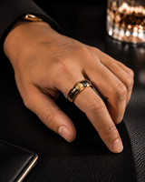 Bague de mariage unisexe classique de luxe en acier inoxydable avec incrustation de feuille d'or et d'argent, bijou unique et tendance, vente en gros usine JLM