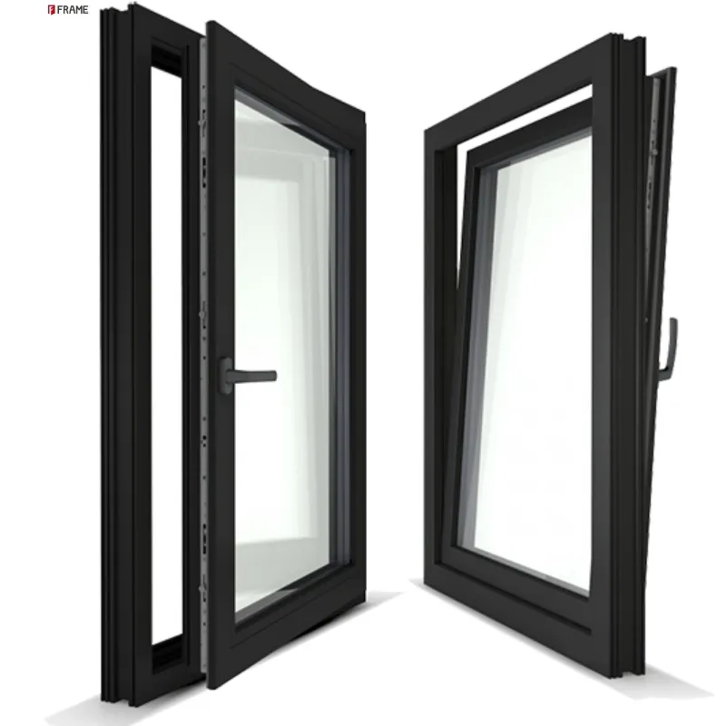 상업 보안 우수한 품질 맞춤형 이중 유리 절약 방음 알루미늄 창 기울기 및 회전 창