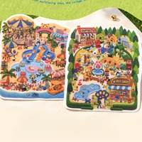 Lot de 4 autocollants décoratifs - Série Paradis des Animaux Mignons - Scènes de Vie Sauvage