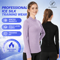 Seiden-Eiskunstlaufkostüm für Erwachsene Damen Profi-Unterziehshirt Mitteldickes Fleece-gefüttertes Langarm-Trainingsoberteil