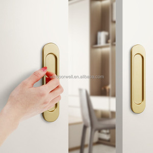 Poignée d'armoire en alliage d'aluminium Poignées ovales à tirer sans poinçon pour portes coulissantes Quincaillerie encastrée pour meubles - Product Image 2