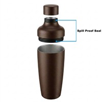 Shaker à cocktails en acier inoxydable de 20 oz, étanche, avec joint anti-fuite, shaker à martini à double paroi isolé sous vide