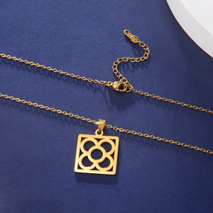 Myshape <span class=keywords><strong>Barcelona</strong></span> flor cuadrado colgante collar de acero inoxidable clavícula cadena para mujeres niñas joyería regalo al por mayor - Product Image 4