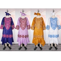 H&D S11261 Nouvelles Robes Africaines pour Femmes Broderie Bazin Riche Longue Robe avec Strass