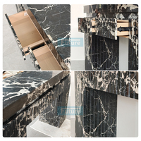 Table console rectangulaire longue de style CustomLuxury en marbre noir Calacatta pour l'entrée d'hôtel, de villa ou d'appartement