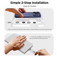 Kit d'installation de protection d'écran en verre trempé 9H Anti-gravité Magic Box pour iPhone 15 16 17 Pro Max avec applicateur facile