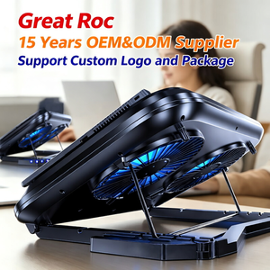 <span class=keywords><strong>Refroidisseur</strong></span> d'ordinateur <span class=keywords><strong>portable</strong></span> Great Roc avec deux ventilateurs 1500 tr/min, éclairage RGB 27W max, commande par bouton, Type-C 9V, <span class=keywords><strong>pour</strong></span> ordinateurs portables de jeu - Product Image 3