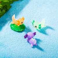 Dessin animé mignon miniature résine artisanat multicolore Axolotl poisson et porte-clés jouet modèle pour poisson pour réservoir Aquarium décor