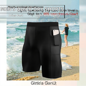 Shorts de bain mi-longs en polyester tricoté pour hommes, séchage rapide, légers, élastiques, pour la plage et l'été, vente en gros ODM - Product Image 2
