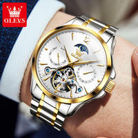 Montre mécanique de luxe pour homme OLEVS 6663, phase de lune, montres à tourbillon creux, montre automatique mécanique pour homme