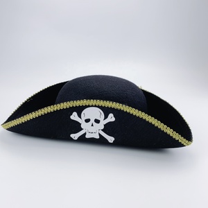 Cappelli Tricorno da Pirata SOLPOP, Cappello Tricorno Nero Coloniale Rivoluzionario per Accessori Costume di Halloween e Cosplay - Product Image 2