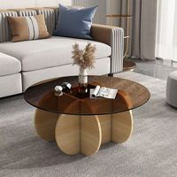 Minimalistischer Runder Couchtisch Einfacher Teetisch Glas-Teetisch Moderner Ins-Stil Kleiner Familien-Wohnzimmer Luxuriöser Netz-Roter Tisch für Zuhause