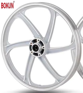 Rin de Motocicleta de Aleación de Aluminio Forjado de Seis Radios, Color Blanco Plateado, Serie <span class=keywords><strong>BOKUN</strong></span> 1.4/1.6x17 Pulgadas - Product Image 1