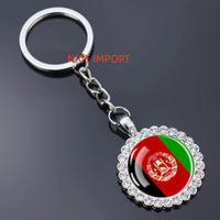 Porte-clés fleur en strass drapeau afghan, très populaire, pour sac à dos, décoration de clés, breloque de portefeuille, souvenir de voyage