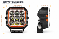 Projecteur de travail LED 45W, rétroéclairage ambre, carré 3,78 pouces, IP67, 10-30V DC, 3614lm, double couleur, pour camion, SUV, conduite tout-terrain