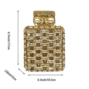 Sac de soirée élégant en forme de flacon de parfum pour femme, orné de strass étincelants, pochette de mariée pour mariage - Product Image 5