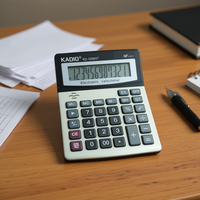 Calculadora Electrónica de Plástico de 12 Dígitos KADIO KD-1200VT con Doble Fuente de Alimentación, Negra, Hecha en China, para Uso en Oficina y Escritorio