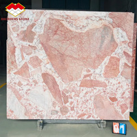 Table basse de luxe en marbre Calacatta rose naturel à socle bas, table d'appoint, table à thé pour la décoration du salon, mobilier de luxe